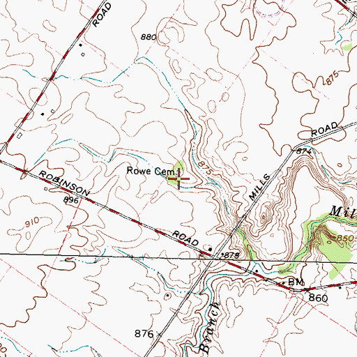Topographic Map of Rowe Cemetery, OH