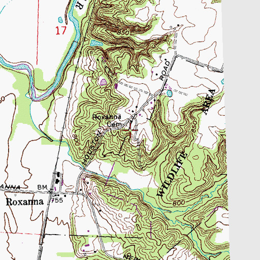 Topographic Map of Roxanna Cemetery, OH