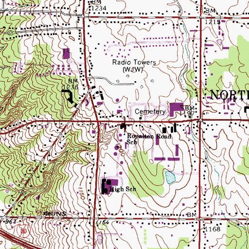 Topographic Map of Royalton Road School, OH