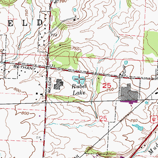 Topographic Map of Rubel Lake, OH
