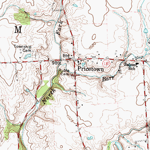 Topographic Map of Ruble Cemetery, OH