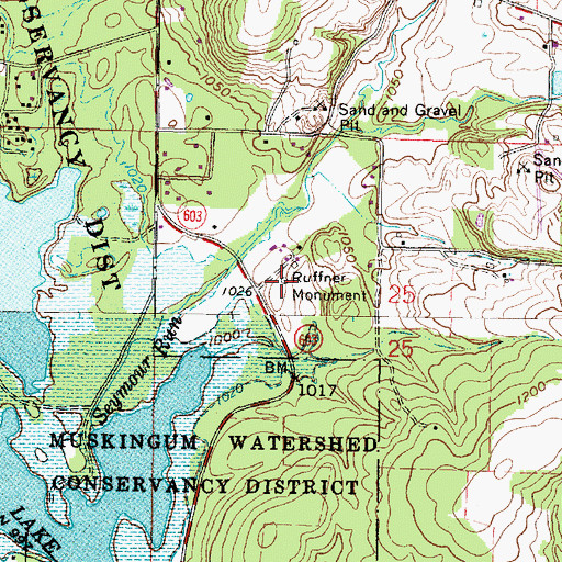 Topographic Map of Ruffner Monument, OH