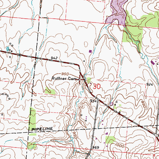 Topographic Map of Friend Ruffner Cemetery, OH