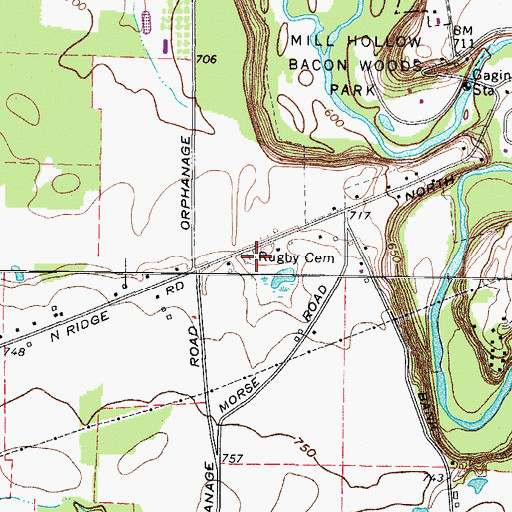 Topographic Map of Rugby Cemetery, OH