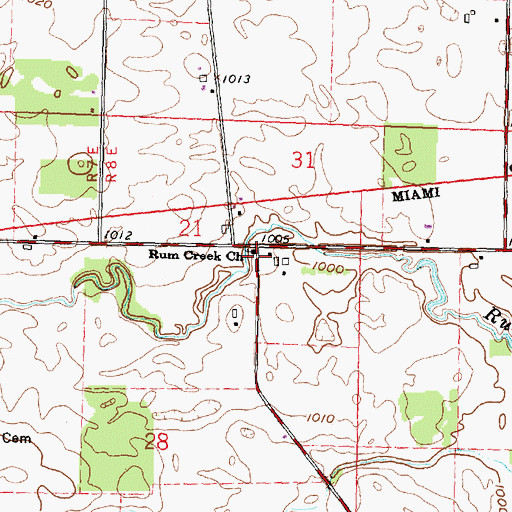 Topographic Map of Rum Creek Church, OH