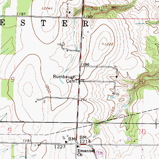 Topographic Map of Rumbaugh Cemetery, OH