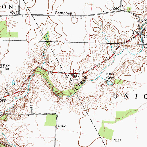Topographic Map of Runk Cemetery, OH