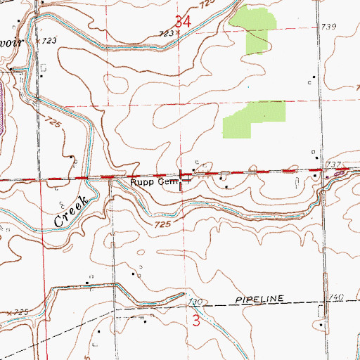 Topographic Map of Rupp Cemetery, OH