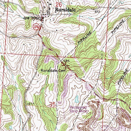 Topographic Map of Ruraldale Cemetery, OH