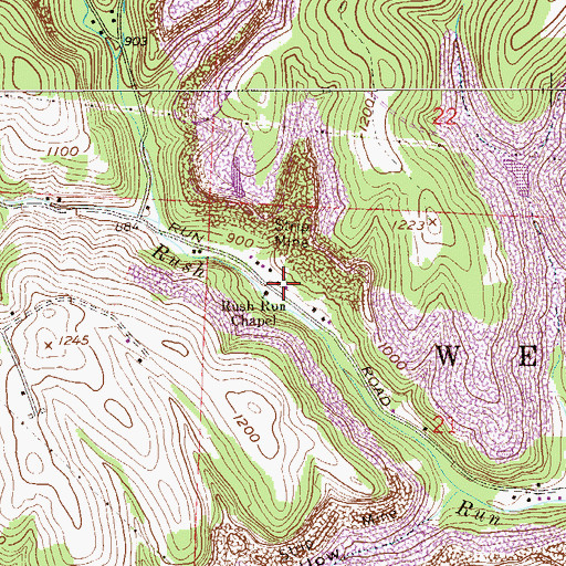 Topographic Map of Rush Run Chapel, OH