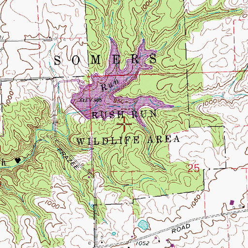 Topographic Map of Rush Run Wildlife Area, OH