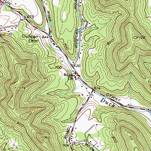Topographic Map of Rush Church, OH