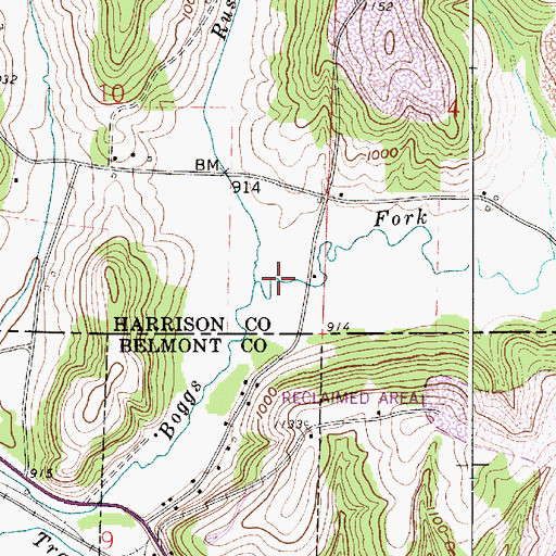 Topographic Map of Rush Run, OH