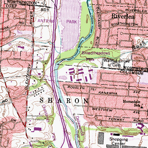 Topographic Map of Rush Run, OH
