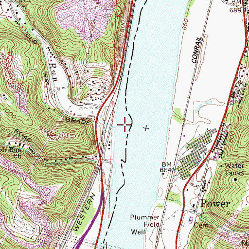 Topographic Map of Rush Run, OH