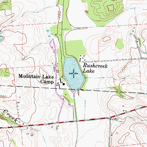 Topographic Map of Rushcreek Lake, OH