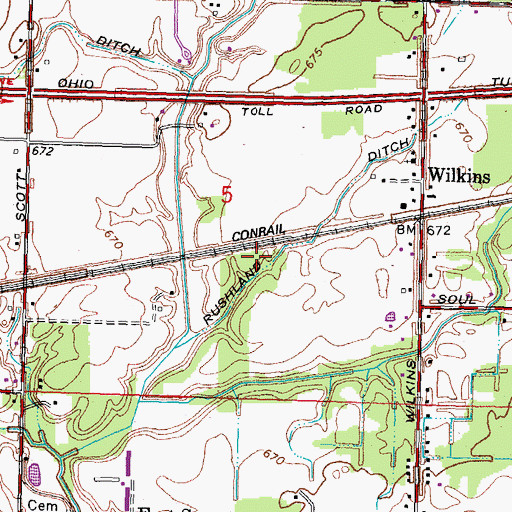 Topographic Map of Rhuland Ditch, OH