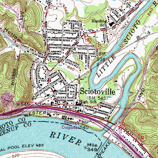 Topographic Map of Russ Hollow, OH