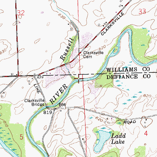 Topographic Map of Russell Run, OH