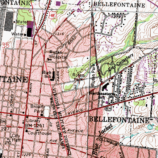 Topographic Map of Rutan Park, OH