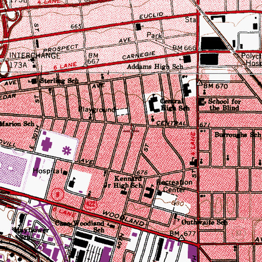 Topographic Map of Rutherford B Hayes School, OH