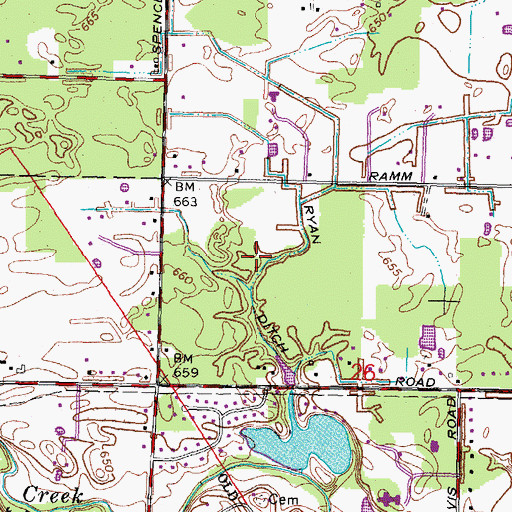 Topographic Map of Ryan Ditch, OH