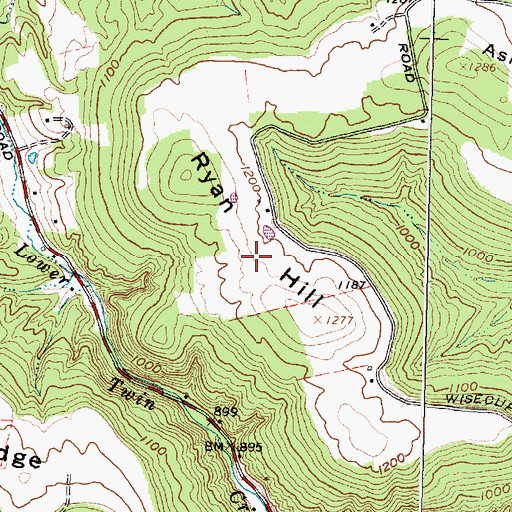 Topographic Map of Ryan Hill, OH