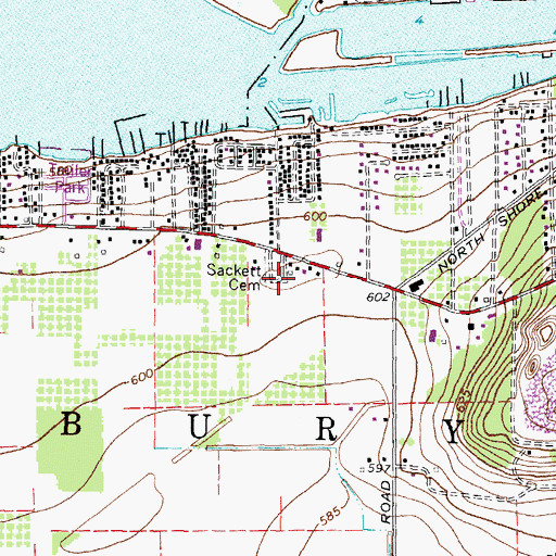 Topographic Map of Sackett Cemetery, OH