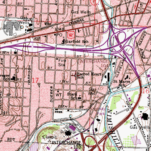 Topographic Map of Sacred Heart School, OH