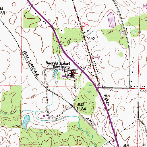Topographic Map of Sacred Heart Seminary, OH
