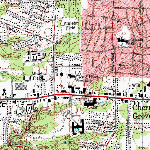 Topographic Map of Sacred Heart Seminary, OH