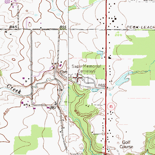 Topographic Map of Sager Memorial Cemetery, OH