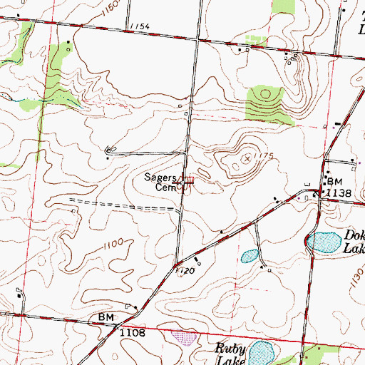 Topographic Map of Sagers Cemetery, OH