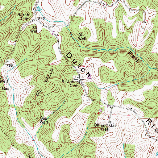 Topographic Map of Saint Johns Cemetery, OH