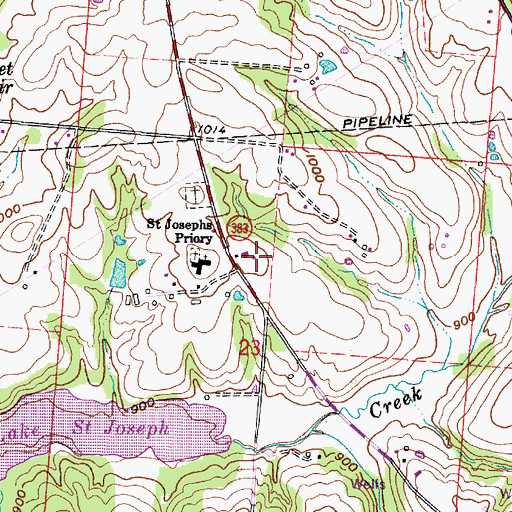 Topographic Map of Saint Josephs Priory, OH