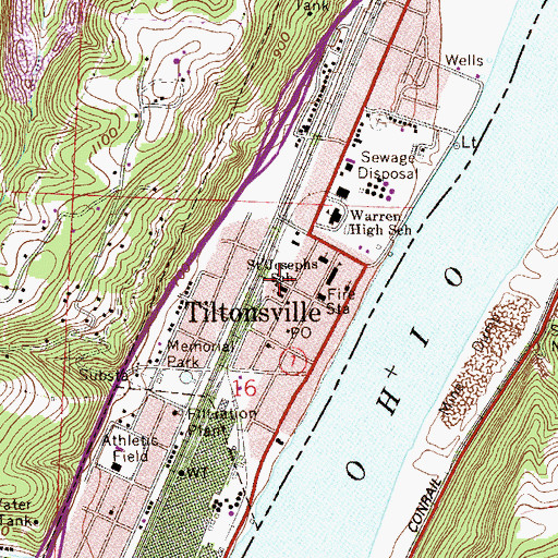Topographic Map of Saint Josephs School, OH