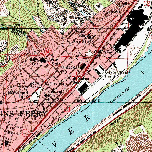 Topographic Map of Saint Marys School, OH