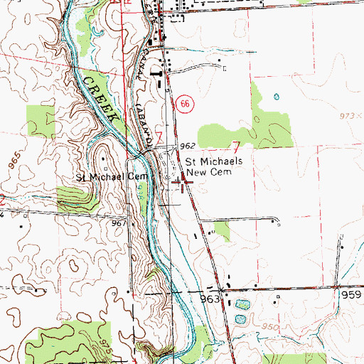 Topographic Map of Saint Michaels New Cemetery, OH