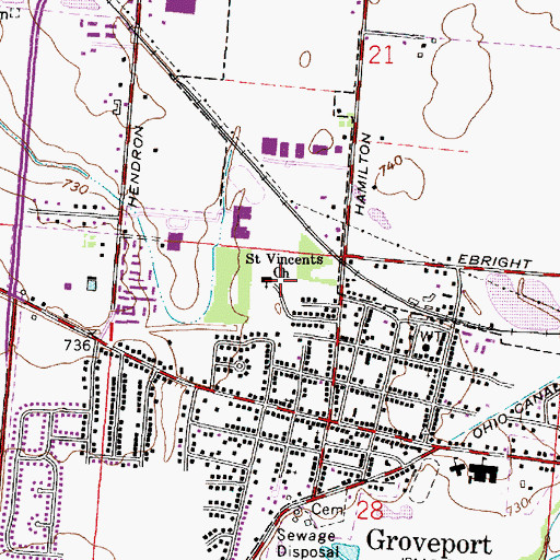 Topographic Map of Saint Vincents Church, OH