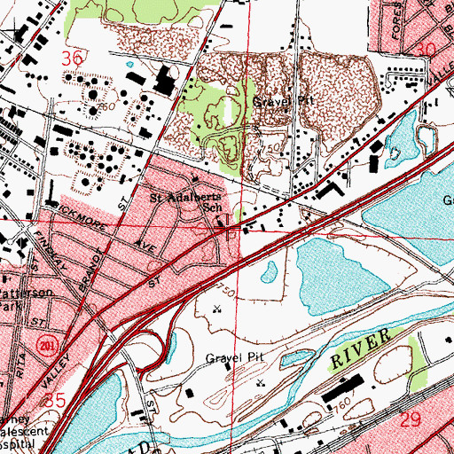 Topographic Map of Saint Adalberts School, OH