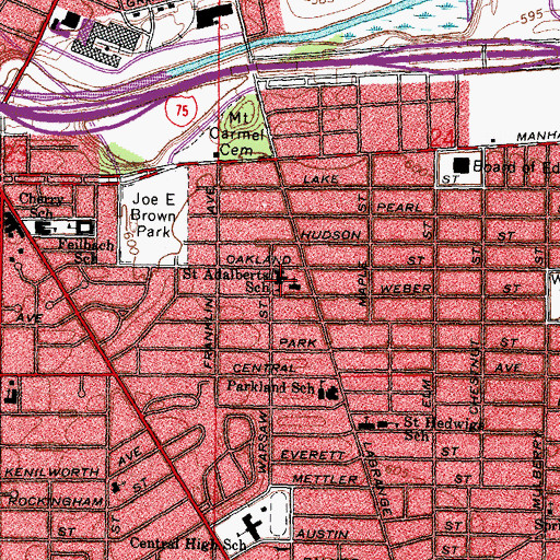 Topographic Map of Saint Adalberts School, OH