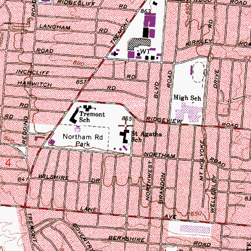 Topographic Map of Saint Agatha School, OH