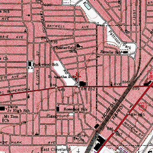 Topographic Map of Saint Agatha School, OH