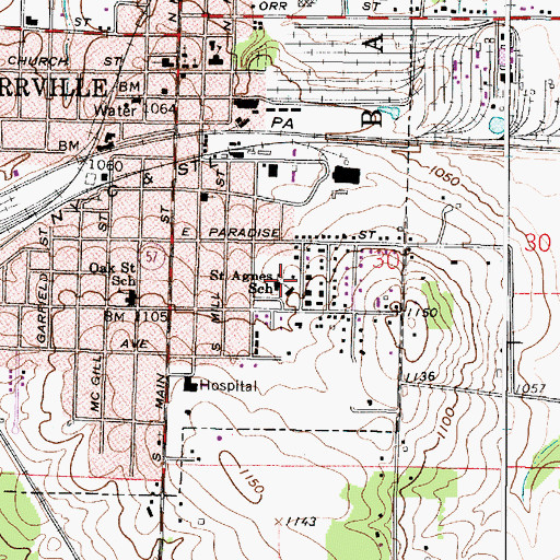 Topographic Map of Saint Agnes School, OH