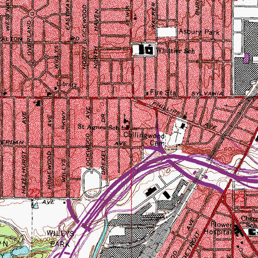 Topographic Map of Saint Agnes School, OH