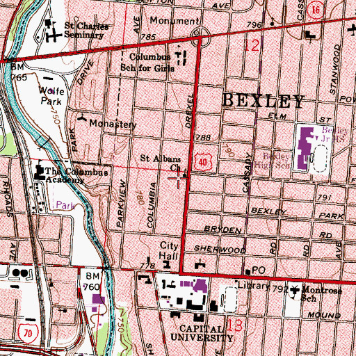 Topographic Map of Saint Albans Church, OH