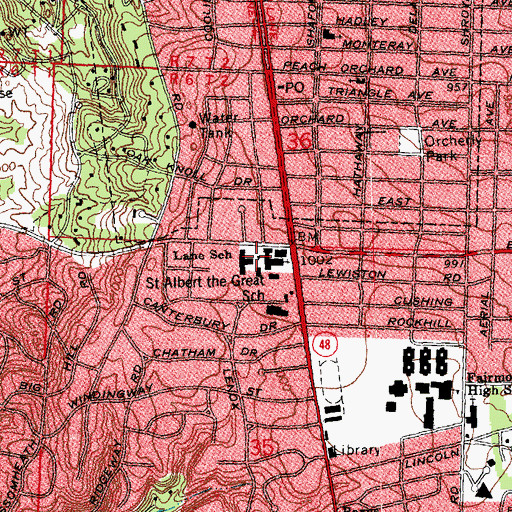 Topographic Map of Saint Albert the Great School, OH