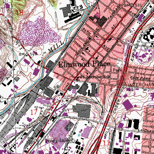 Topographic Map of Saint Aloysius School, OH