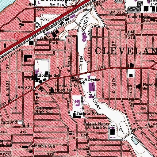 Topographic Map of Saint Aloysius School, OH