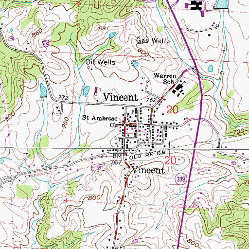 Topographic Map of Saint Ambrose Church, OH